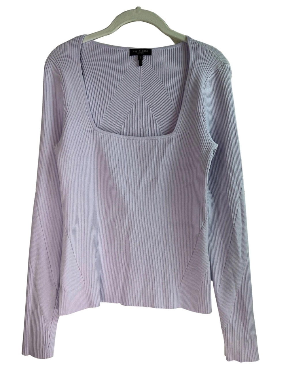 Rag & Bone Ribbed Layered Lavender Lilac Long Sleeve Top